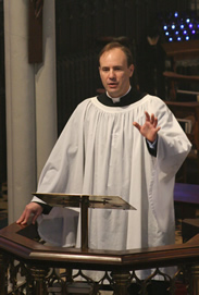 Photograph of the Rector preaching